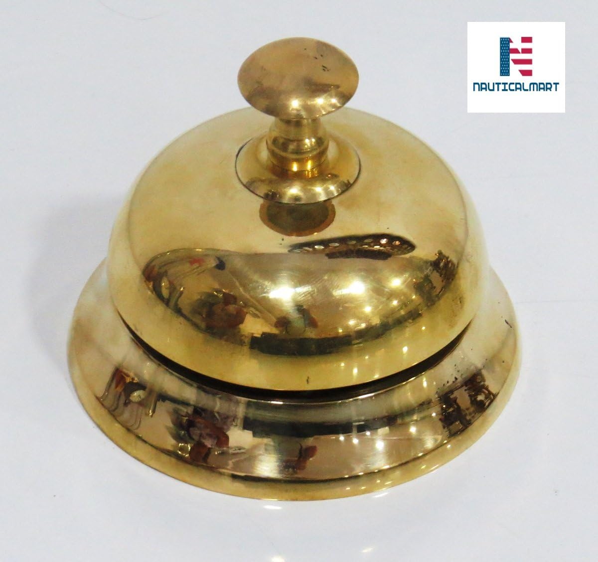 Big Call Bells, Brass Finish, All-Metal Construction, Desk Bell Service Bell for Hotels, Schools, Restaurants, Reception Areas, Hospitals, Warehouses (4")