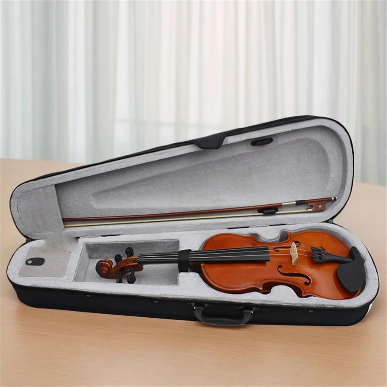 Violino Kit Per Violino 4/4 Con Custodia Archetto Corde Extra Accordatore Legno Massello Principianti