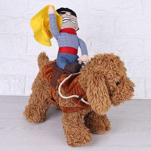 Miniatura 7 de FILFEEL Disfraz de vaquero para perro, ropa divertida de caballero para montar ropa de cosplay (L)