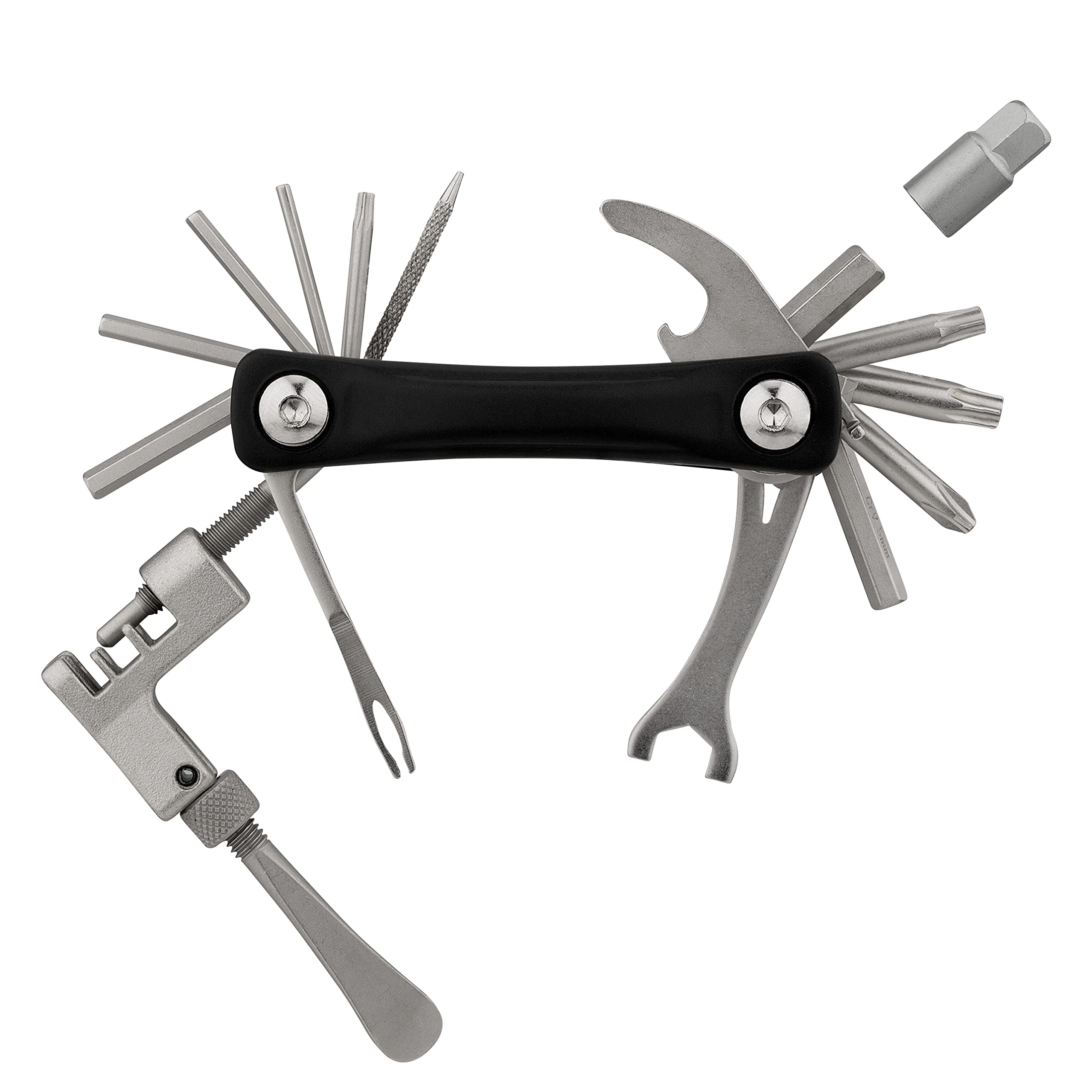 Outil Multifonction Vélo 16 En 1 Pliable - Avec Outils Tubeless, Dérive-chaîne, Clés Torx/Allen/plate, Décapsuleur, Pour VTT, Voyage, Dépannage