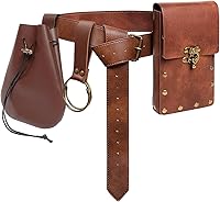 Vista 1 de Riñonera para cinturón, riñonera medieval, vintage, de cuero, funda para teléfono celular, funda para cinturón, bolsillo, casual, senderismo