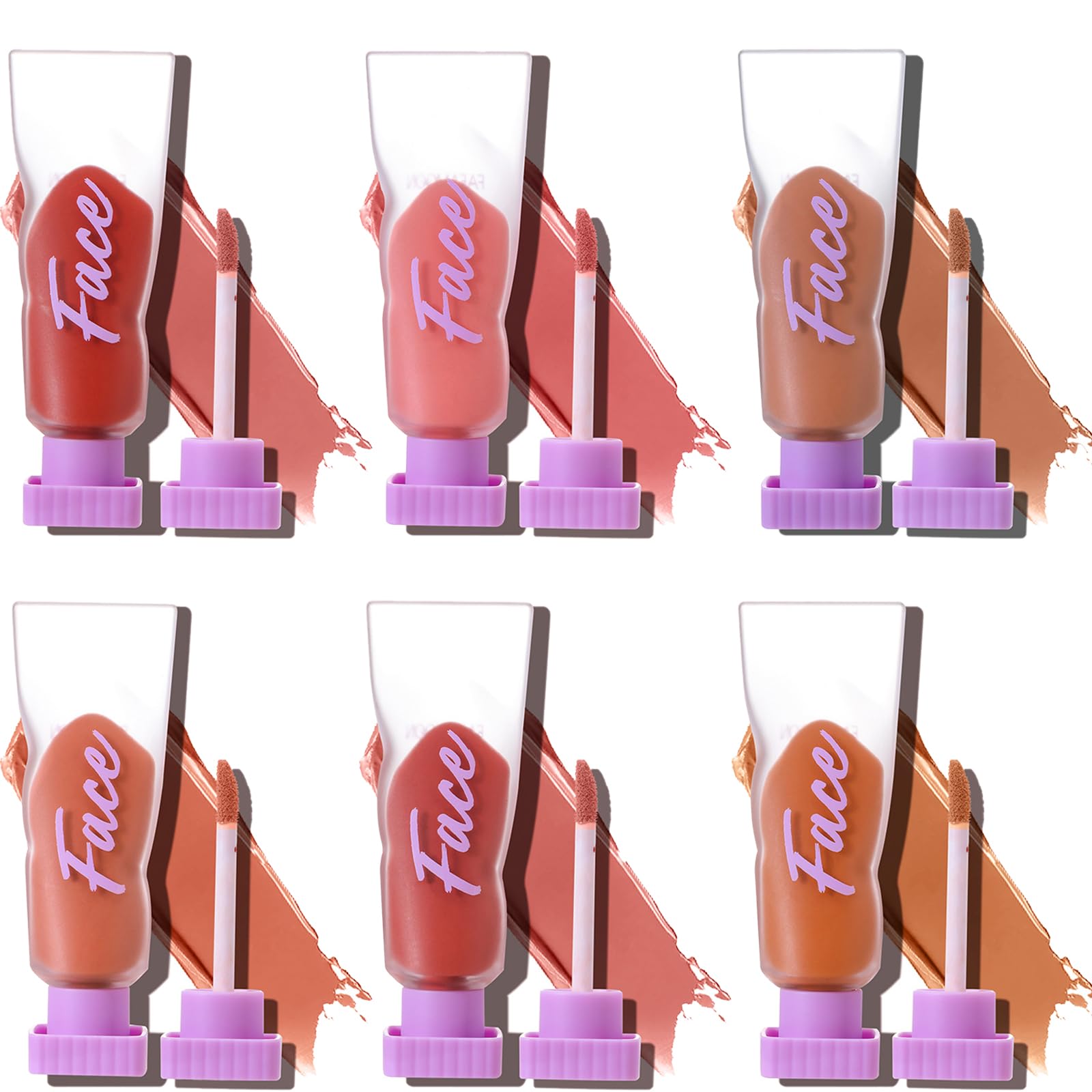 MKNZOME Colorete Liquido, 6PCS Colorete en Barra Hidratante, Rubor Maquillaje Bronceador Maquillaje Blush Liquido, Colorete en Barra, Ligero y Transpirable, de Larga Duración, Peach