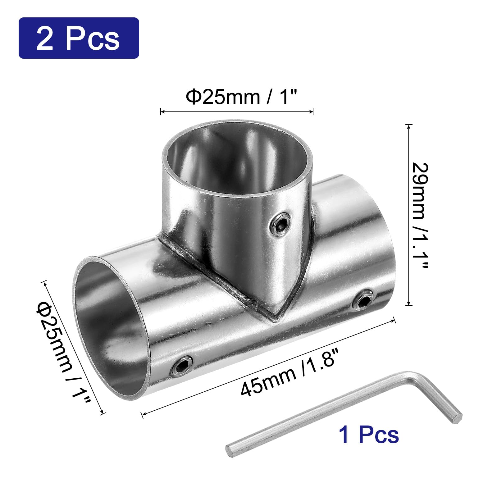 Abrazaderas De Tubo En T De Acero Inoxidable – Para Tubos De 25 Mm, 4 Unidades, Sin Necesidad De Soldar