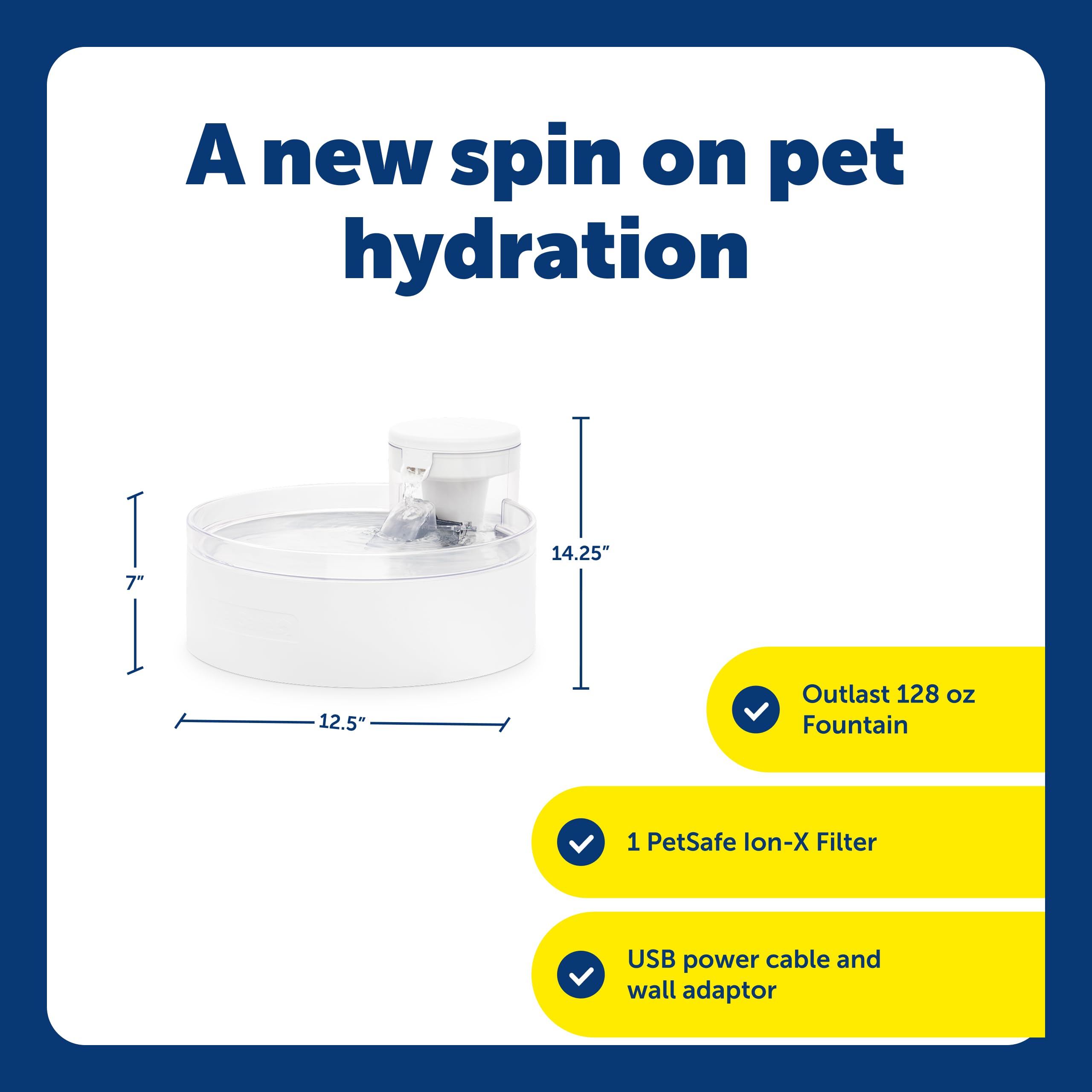 PetSafe Outlast - Fontana per cani e animali domestici, 3,6 l, lavabile in lavastoviglie, facile da montare e pulire, filtro dell'acqua incluso