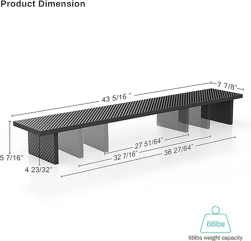 Miniatura 5 de EUREKA ERGONOMIC Soporte para monitor doble, patas ajustables, elevador de monitor doble, soporte de monitor de computadora de fibra de carbono,