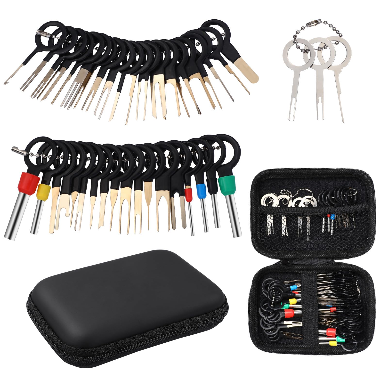 Cabilock Kit de 76 Outils D’Extraction de Bornes pour Connecteurs Électriques Outils de Dépiéchage Multifonctions Pochette Noire Compact et Léger pour Câblage Automobile et Réparation