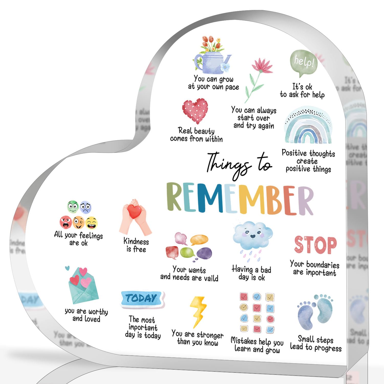 Mental Health Gifts: Acrylic Heart & School Counselor Signs, Mindfulness Decor for Therapy Office