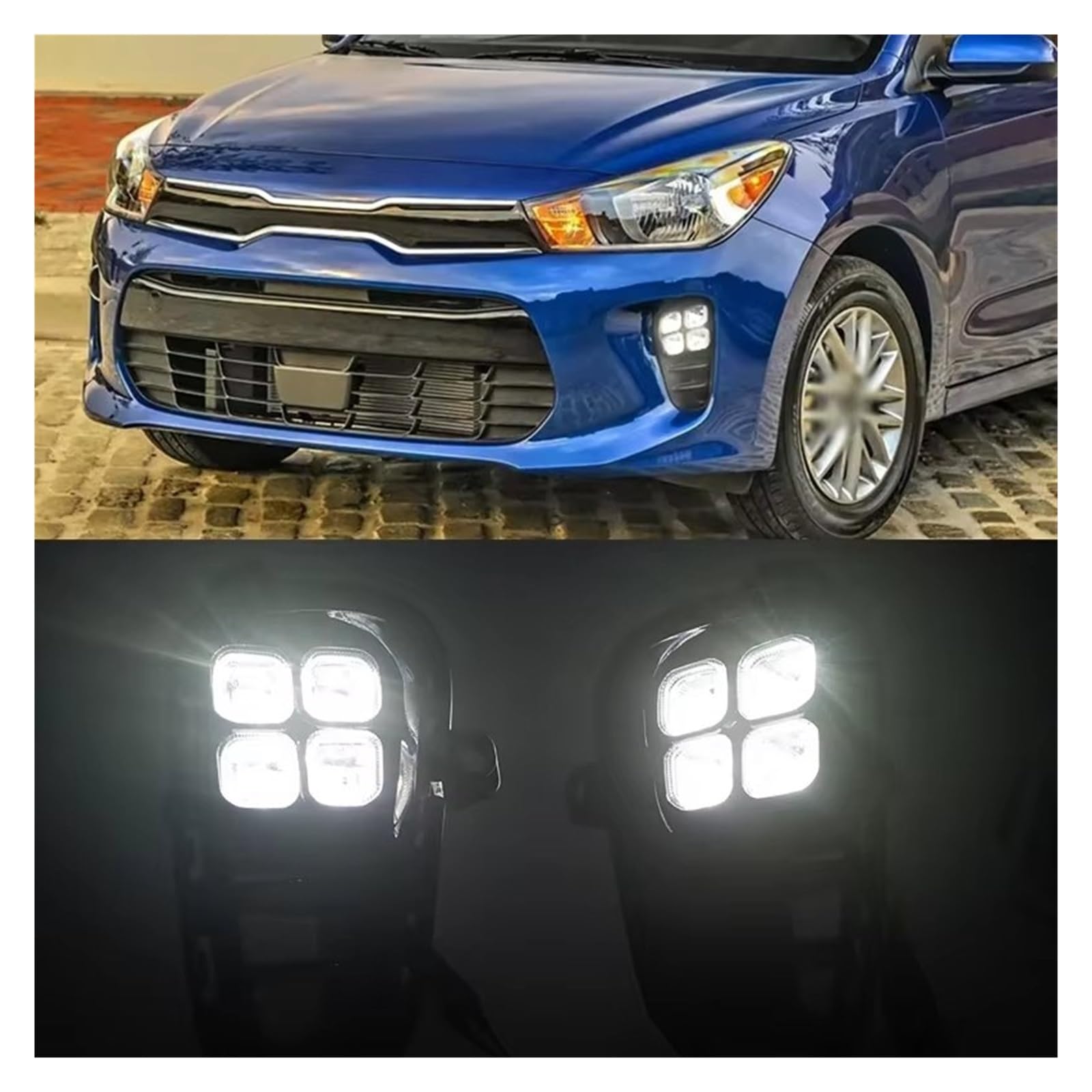 Genérico Para Kia Para Rio 2017-2020 Luces Diurnas LED DRL Intermitentes Faros Antiniebla Delanteros Blanco/amarillo Faros Antiniebla