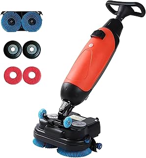 Gewerbliche Bodenreinigungsmaschine, Scheuersaugmaschine, 43 cm, Doppelbürsten, 36-V-Akku, 360° drehbarer Bürstenkopf, leistungsstarker Scheuersaugroboter für Verschiedene Bodenarten Red