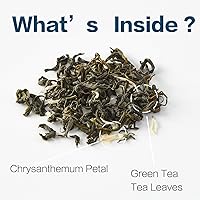 Vista 4 de LIXIANGTEA Bolsas de té verde de crisantemo Pétalo de crisantemo 100% natural, té de hierbas chinas 25 bolsas de té piramidal Hoja suelta