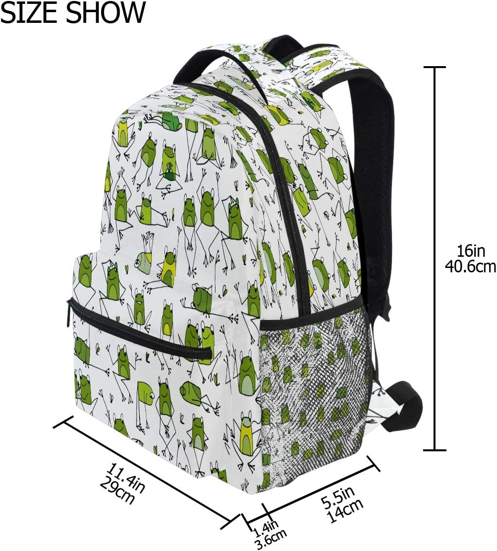 Blueangle Funny Frogs Pattern Print Travel Backpack for School Water Resistant Bookbag - Image 6