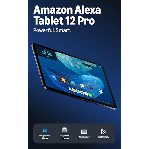All-new Amazon Alexa Tablet 12 Pro, 8GB RAM, 128GB, 12″ stunning 2.8K display, All-day battery, With Google Play, Designed for Alexa+
