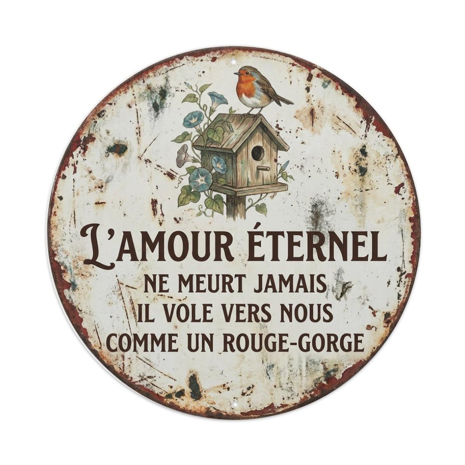 Tgrcjimh Style. Vintage Robin Bird Garden Quote Eternel Metal Tin Sign