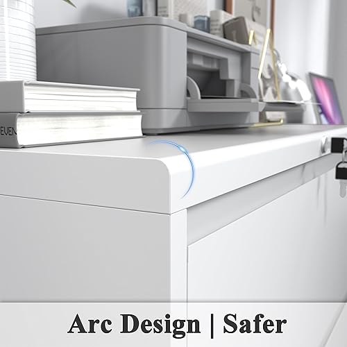 Miniatura 4 de Hak Archivador lateral de 2 cajones con cerradura, archivador con cerradura para oficina en casa, archivadores de oficina de metal con cajones para