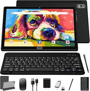 Tablet 10 Inch Android 11 Tablets, 2 in 1 Tablet PC with 4+64/128GB Storage Octa-Core, Dual Sim Card Slots Support 4G Cellular Tablet with Keyboard,13MP Camera, 6000mAh Battery, GPS, Bluetooth, WiFi
