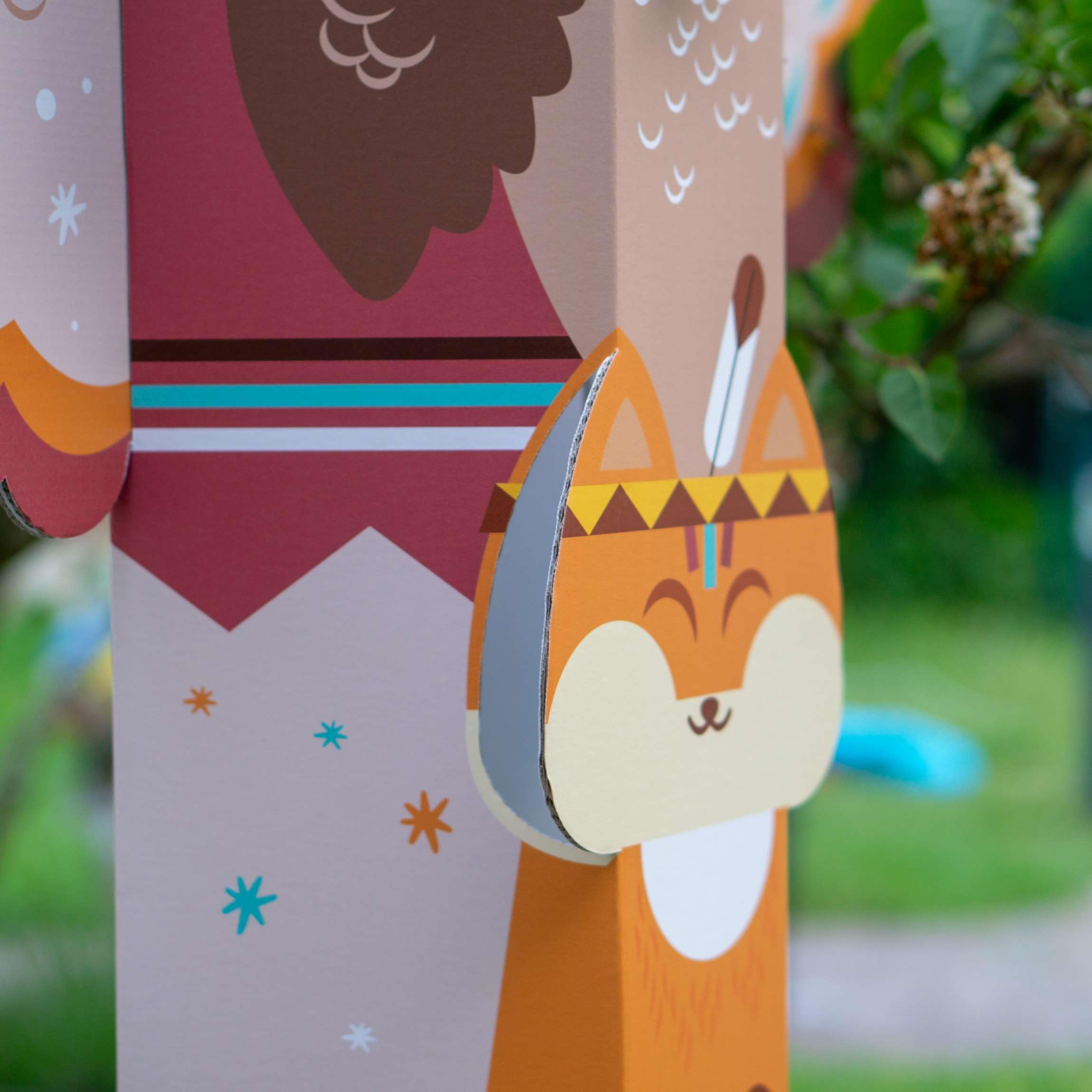 XXL Wurfspiel Totem aus Pappe für Kinder 1,77m hoch - Geschicklichkeitsspiel Bewegungsspiel Totempfahl