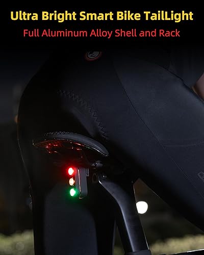 Miniatura 2 de ROCKBROS Luz trasera de bicicleta recargable, luz trasera con detección de freno, luces traseras de bicicleta LED ultra brillantes para paseo