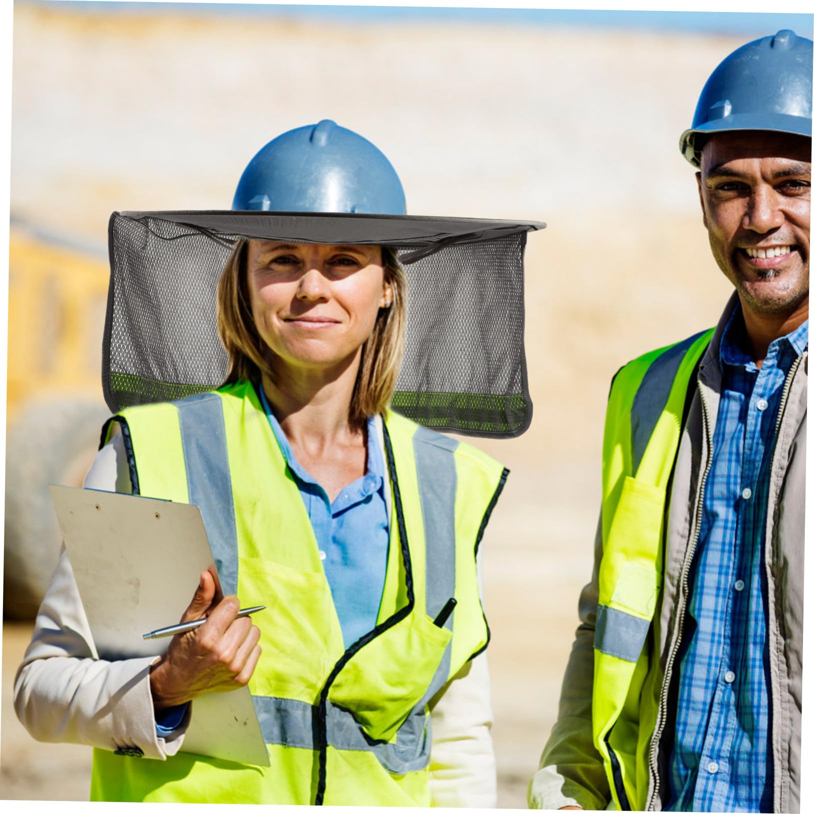 iplusmile 6 Pièces Pare Soleil pour Casque de Sécurité avec Protection de Nuque Réfléchissante Visière Respirante UV pour Chantiers Extérieurs Couvre Casque et Confortable