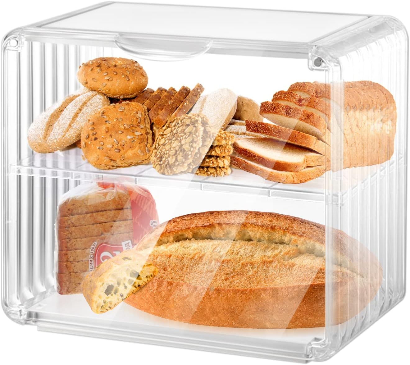 Double Layer Bread Box Bread Holder, Durable Plastic Food