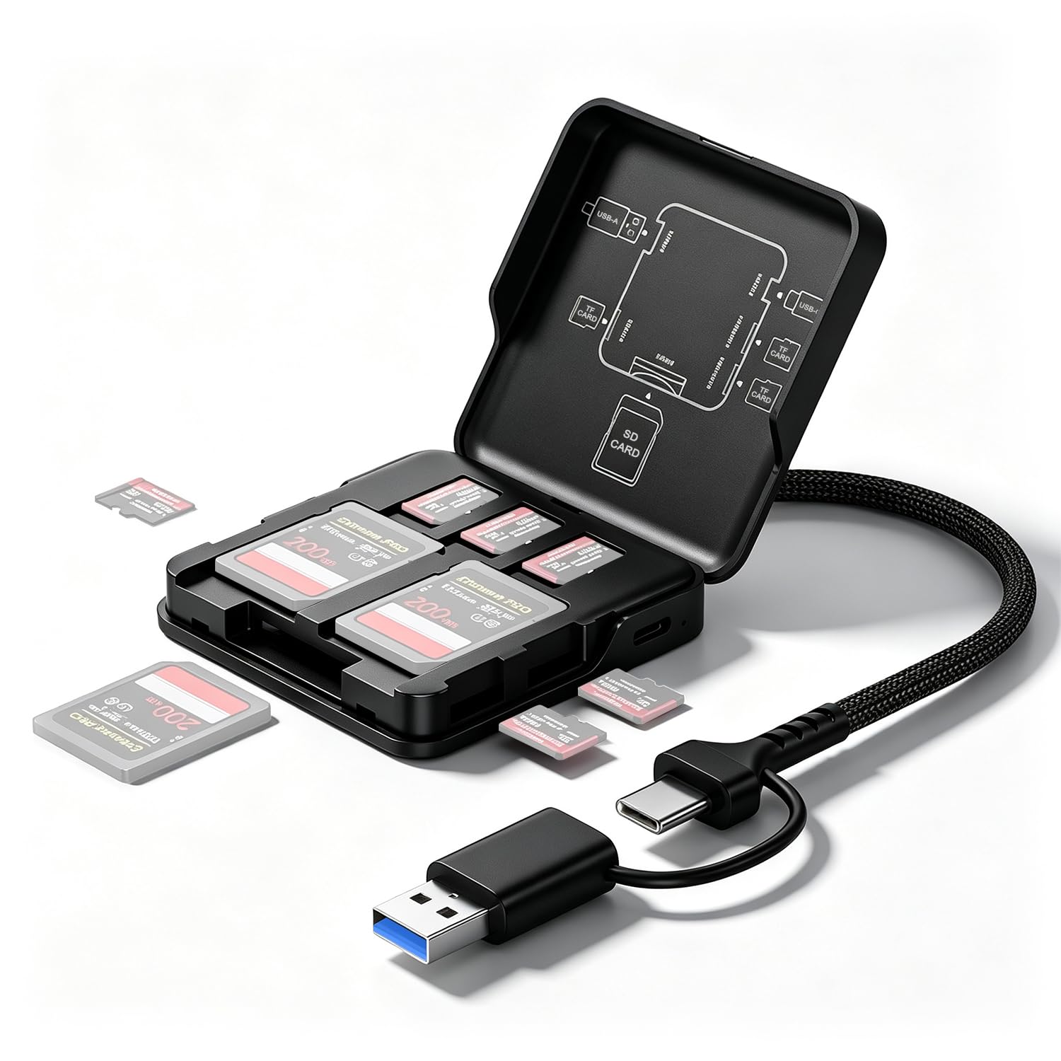 Verilux® USB 3.0 USB C SD Card Reader Adapter Memory Card Reader | With 5gbps fast transmission, push pull card slots and built in storage case compatible with multiple devices-image-35