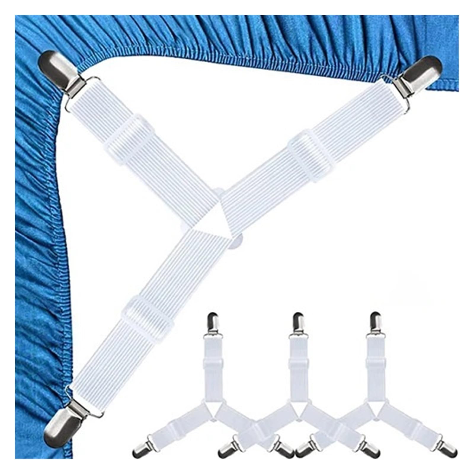 ZMCGNO 4pcs Triangle Bed Sheet Clips Adjustable Elastic Cover Blankets Grippers Fixing Non-Slip Strap Bed Sheet Organizer Mattress Clip