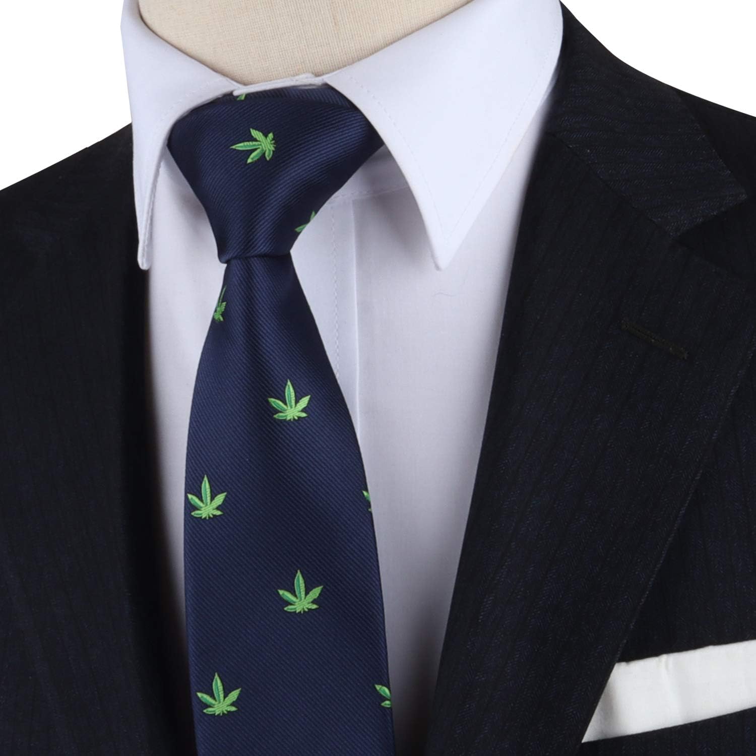 AUSCUFFLINKS Weed Marijuana Cannabis Lover 420 Ties for Men | 4/20 Green Leaf Funky Novelty Ties for Him | Wedding Neckties (WEED)