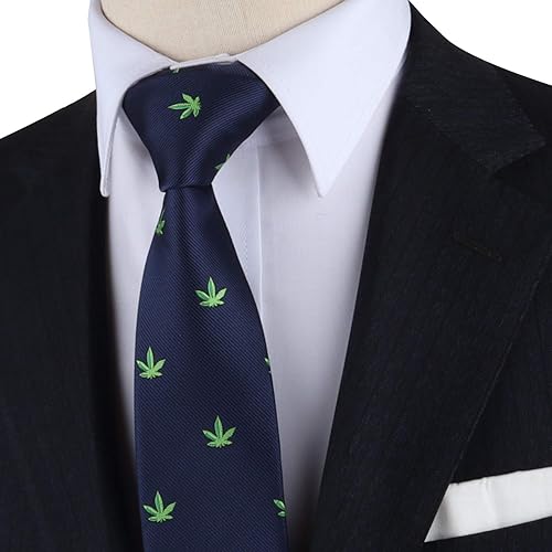 Miniatura 7 de AUSCUFFLINKS Weed Marihuana Cannabis Lover 420 Corbatas para hombres 420 de hoja verde Funky Novelty Tie para él Corbatas de boda (semilla), Weed