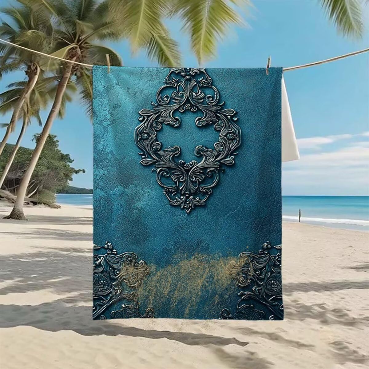 Toalla de Playa Grande 220x100cm/35x70cm, Juego de 2 Toalla Microfibra XXL de Antiarena, Toallas Playa Suave Ligera, Absorbente Secado Rápido, Beach Towel Viaje, Regalo Mujer Hombre (Sencillez) G-46