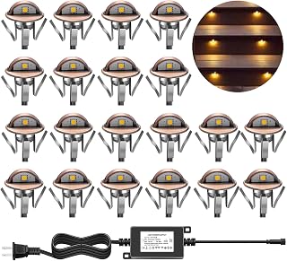 LED Step Lights Low Voltage IP65 Waterproof Recessed LED Deck Lighting, Half Moon F1.38 Yard Garden Patio Step Landscape Pathway Decoration Lamps(20pcs,Warm White)