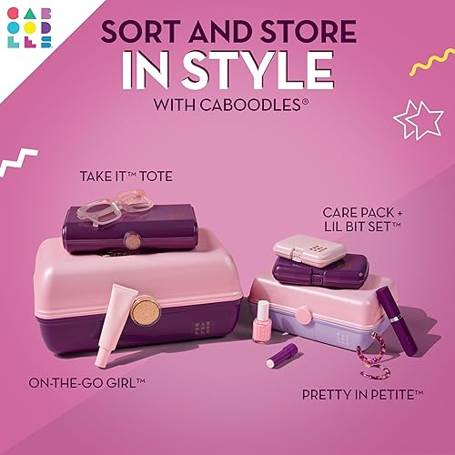 Miniatura 6 de Caboodles On-The-Go - Caja de maquillaje para niña, caja organizadora de maquillaje de plástico duro, espejo integrado, cierre seguro para viajes