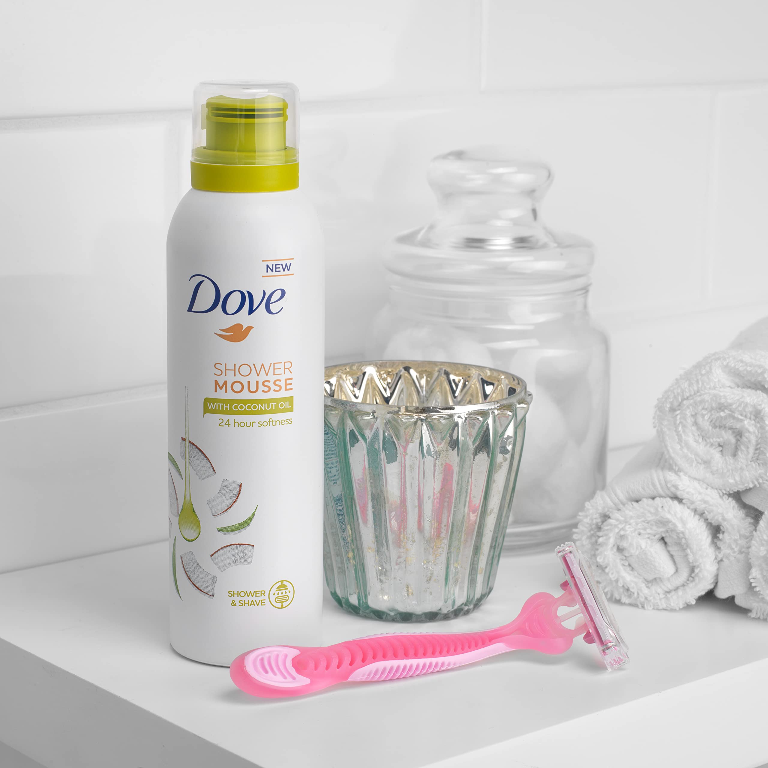 Aceite de coco Dove Shower Mousse, 200 ml, 6 unidades