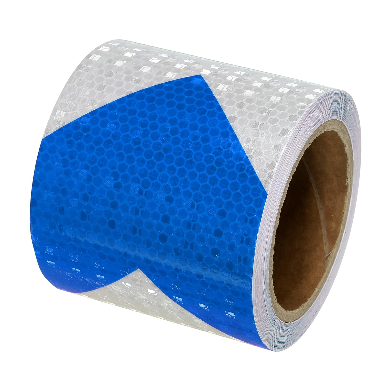 PATIKIL Réfléchissant Bande 4 pouce x 33 Ft Imperméable Bleu-Blanc | Adhésif Ruban Extérieur, Élevé Visibilité, Avertissement Sécurité, Réflecteur Autocollants, pour Voitures Motos Camions