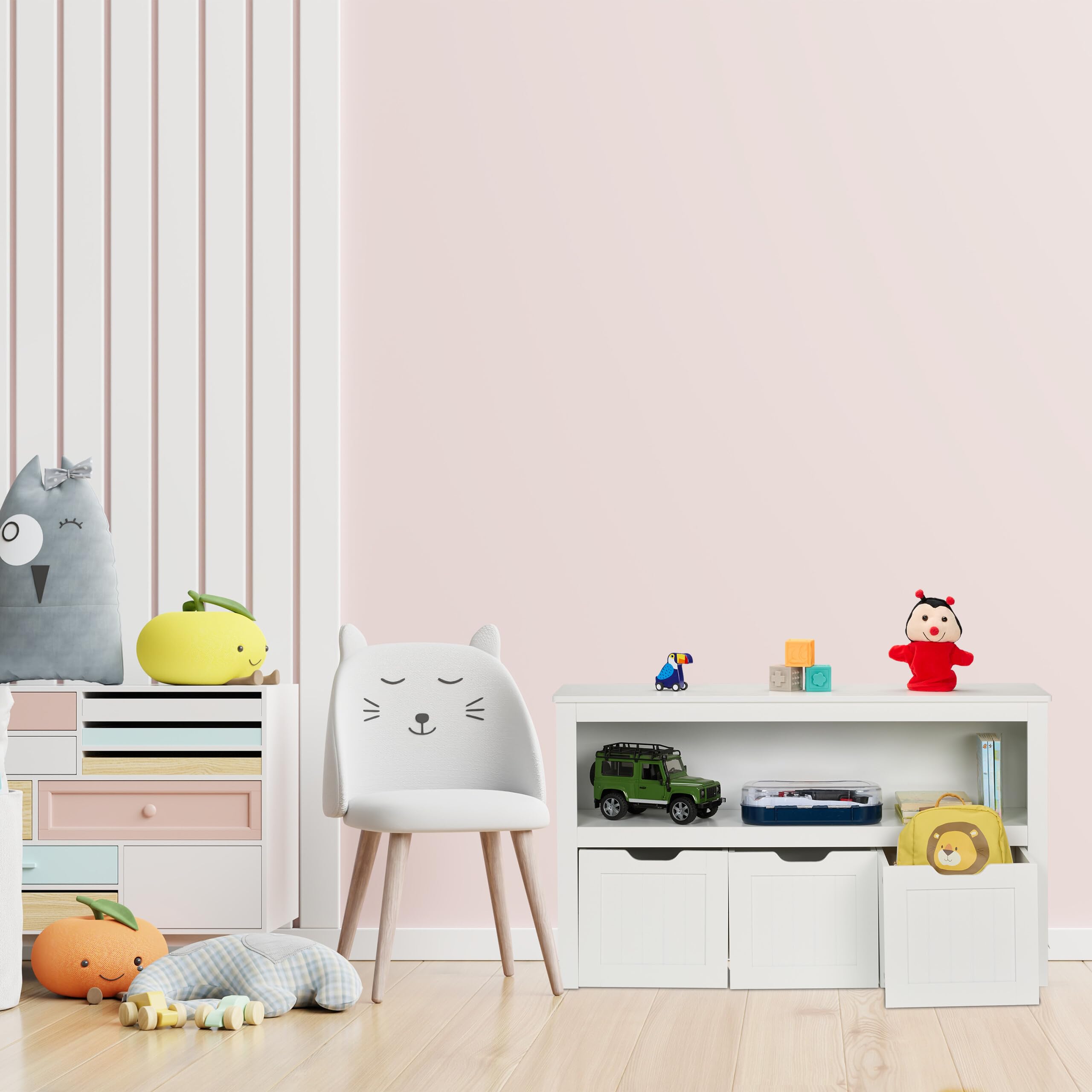 Relaxdays Estantería Infantil, Organizador Juguetes, 3 Cajas con Ruedas, 60 x 102 x 30 cm, Mueble Juguetero MDF, Blanco