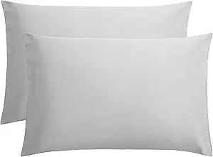 FLXXIE Microfiber Pillow Cases Queen Size Set of 2, Soft Pillowcases with Envelope Closure, Wrinkle Resistant Pillow Covers, 20x30, Light Grey