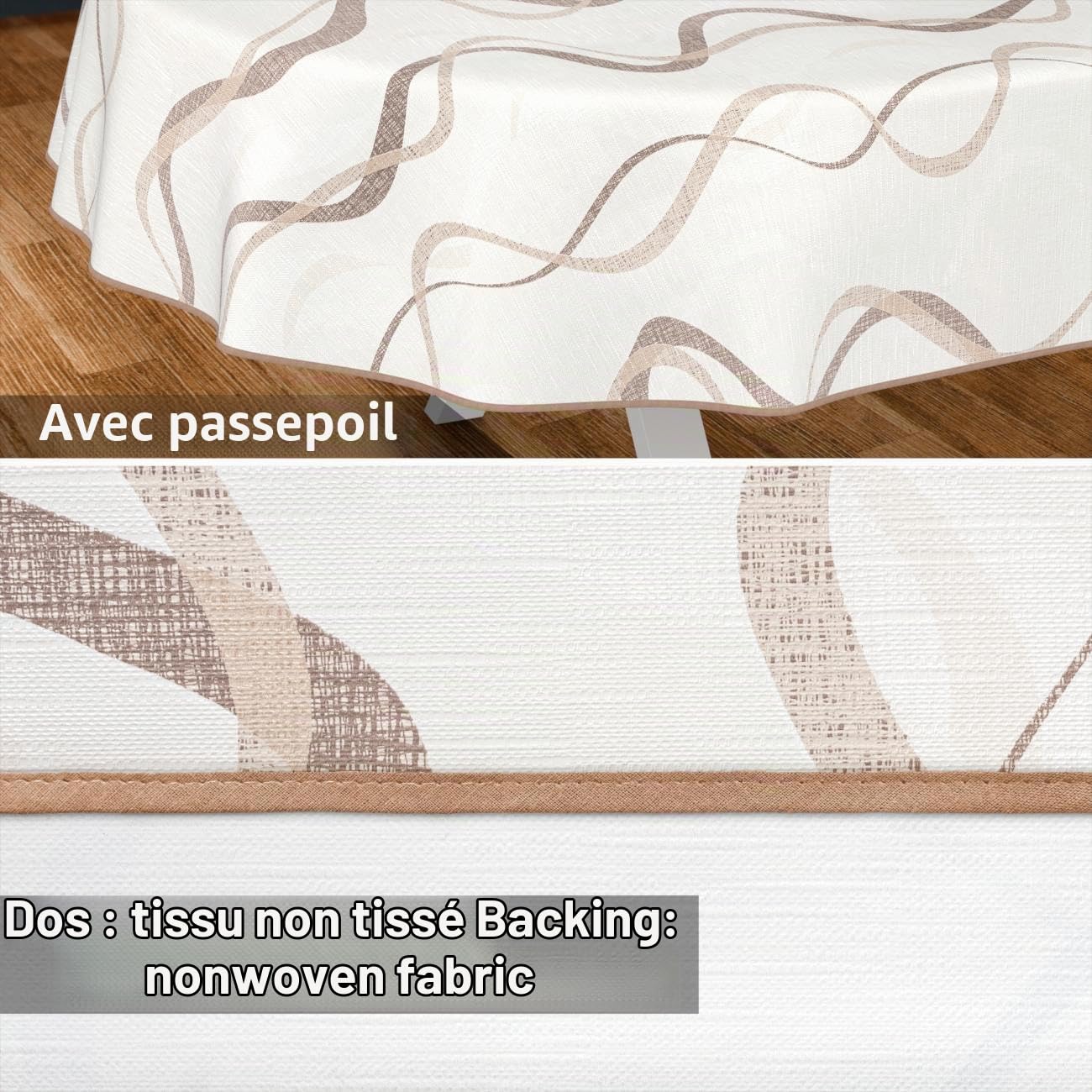 ANRO Nappe en toile cirée lavable, pour table de jardin, extérieur et intérieur, ovale, 200 x 140 cm, avec ourlet, vagues