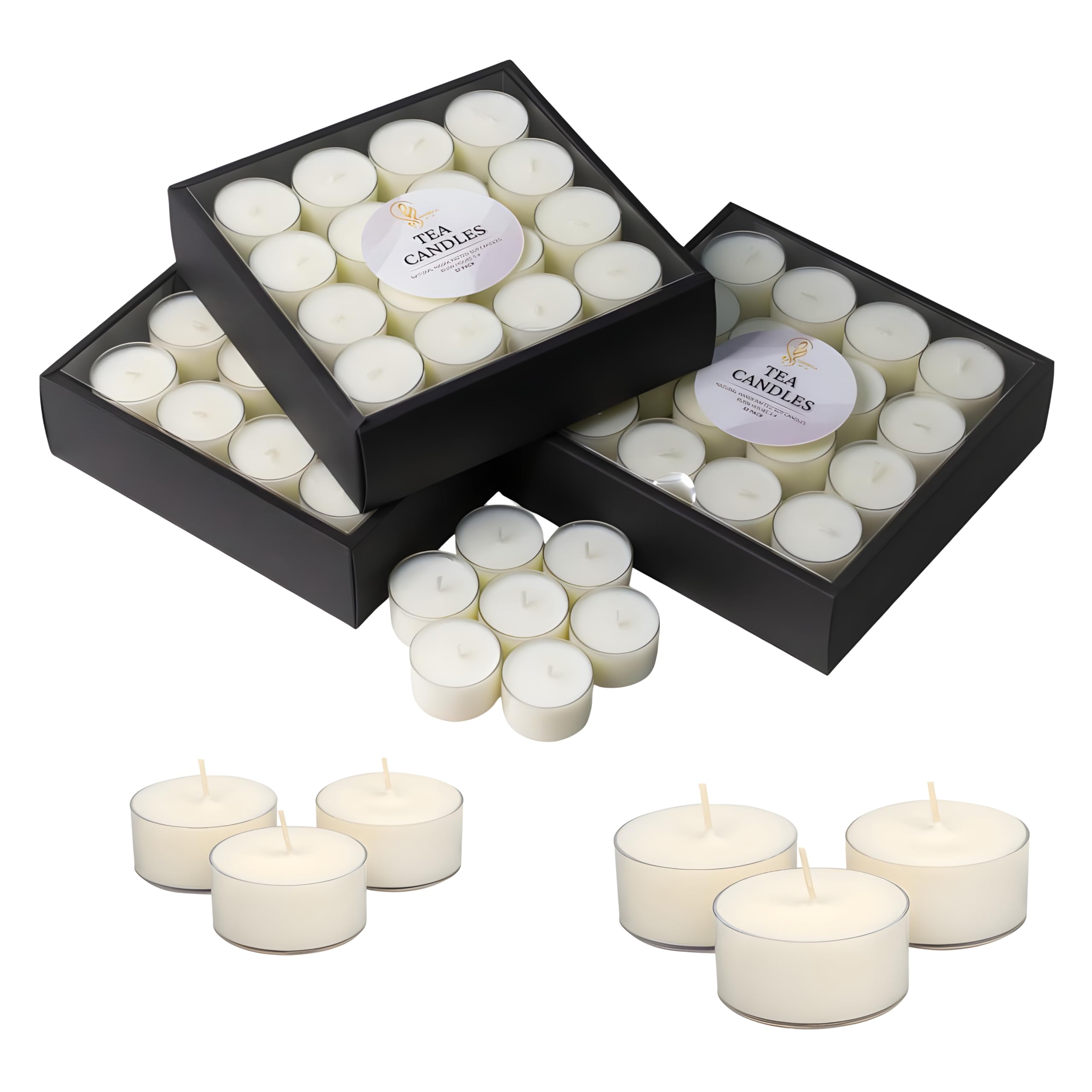 SAHRAA BY SK - Handcrafted Tealight Candles, Unscented, Pure Soy Wax, Smokeless with 6 Hr Burn Time, Eco Friendly and Long Lasting, Ideal for Shabbat, Christmas, and Home Decor