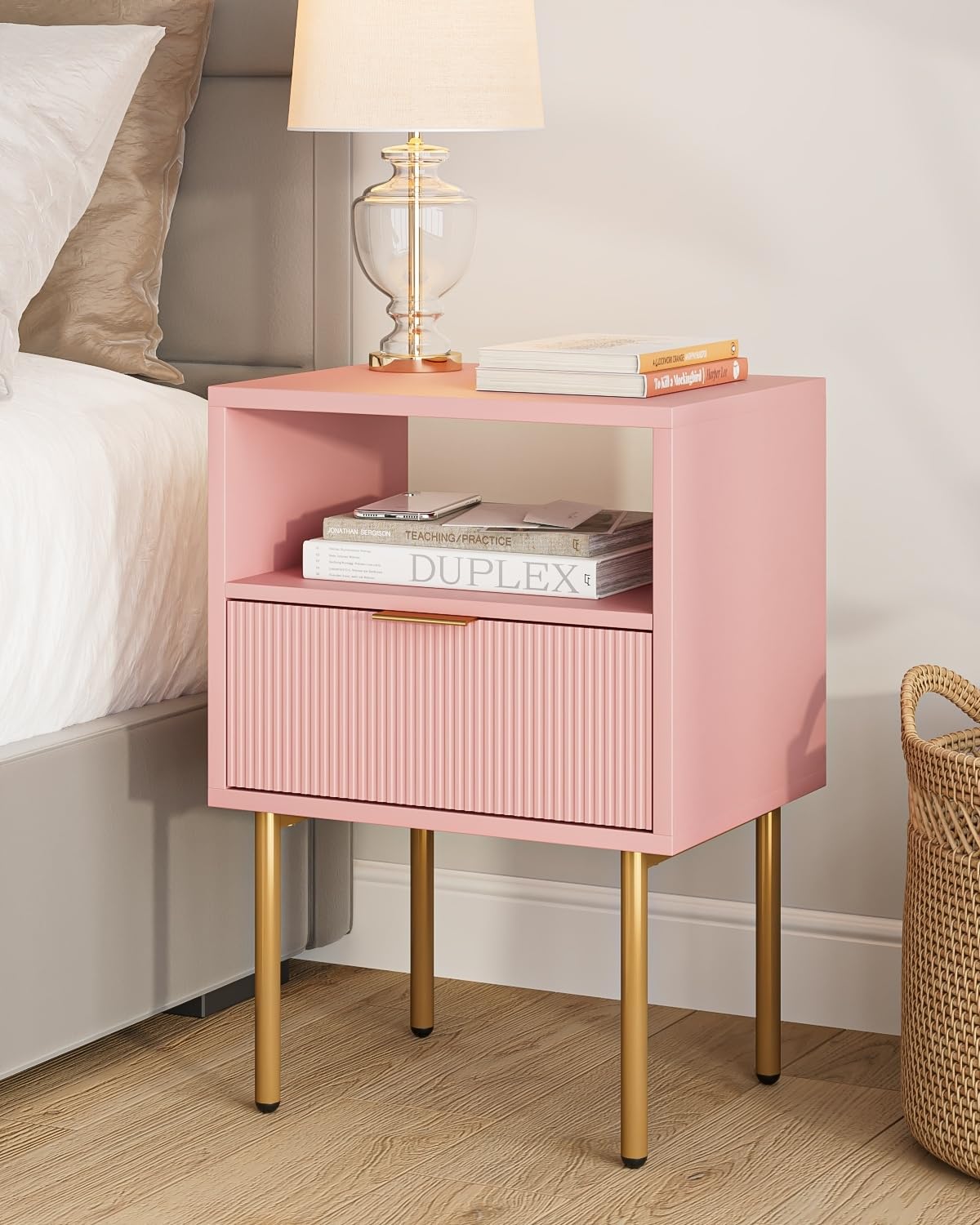 HEYZOEY Nachttisch, Modern Nachtkästchen, Boho Nachtkommode für Schlafzimmer, Wohnzimmer