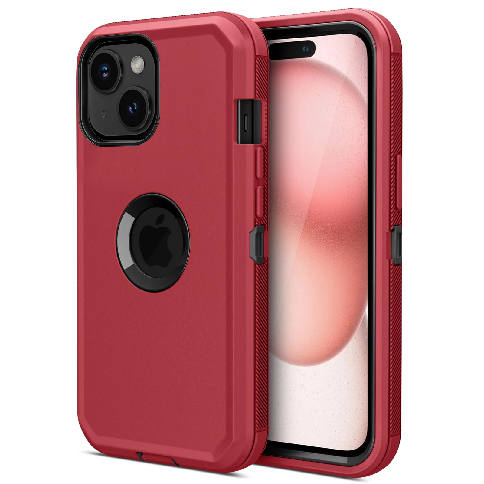 Jiunai for iPhone 15 Case, Heavy Duty Drop Protection Screenless Dual Layer Shockproof Rugged Tough Bumper Dust Proof Phone Case Compatible with