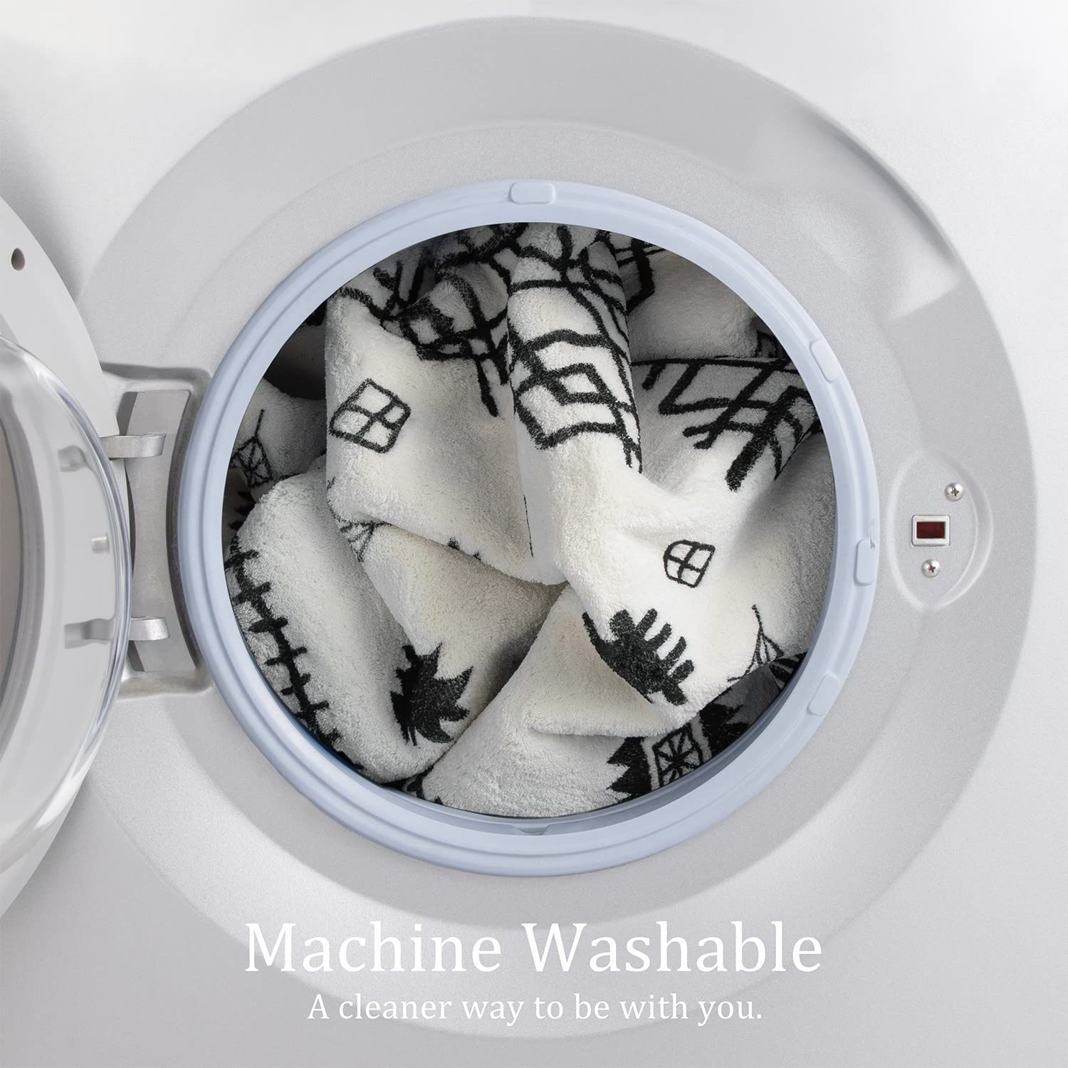 YIHOUSE 8Ã—10 Ft Area Rugs Non-Shedding Washable Rug, Bedroom Living Room Dining Room Office Soft Nonslip Modern Rugs Faux Wool Collection Carpet Indoor/Outdoor Rugs-Black and White Rug