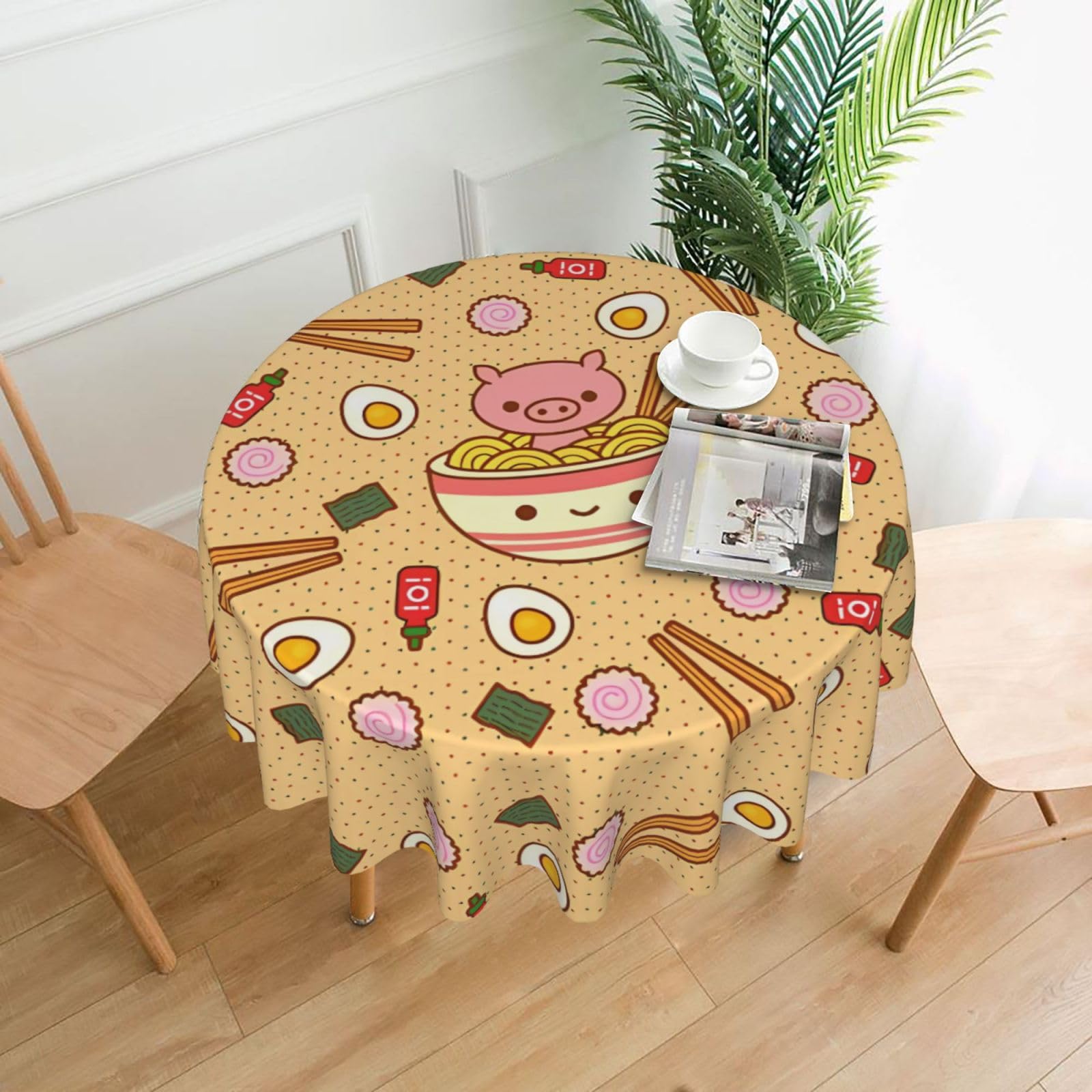 hhxvcv Delicious Sweet Ramen Round Tablecloth – Dining Table Cover