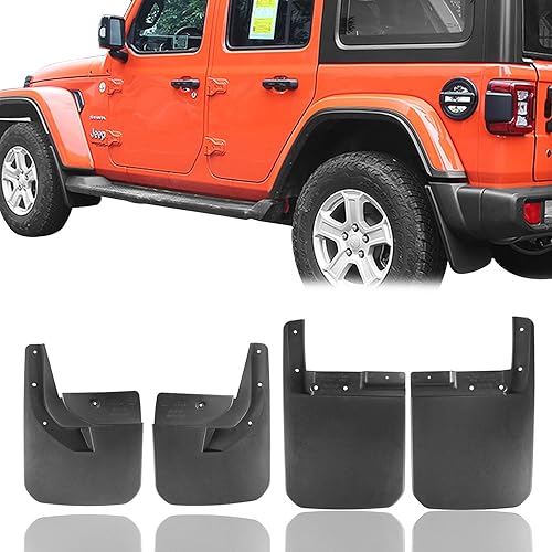 Hooke Road Kit de guardabarros delanteros y traseros compatibles con Jeep Wrangler JL Sahara Sport Sports 2018-2025 (excluye Rubicon)