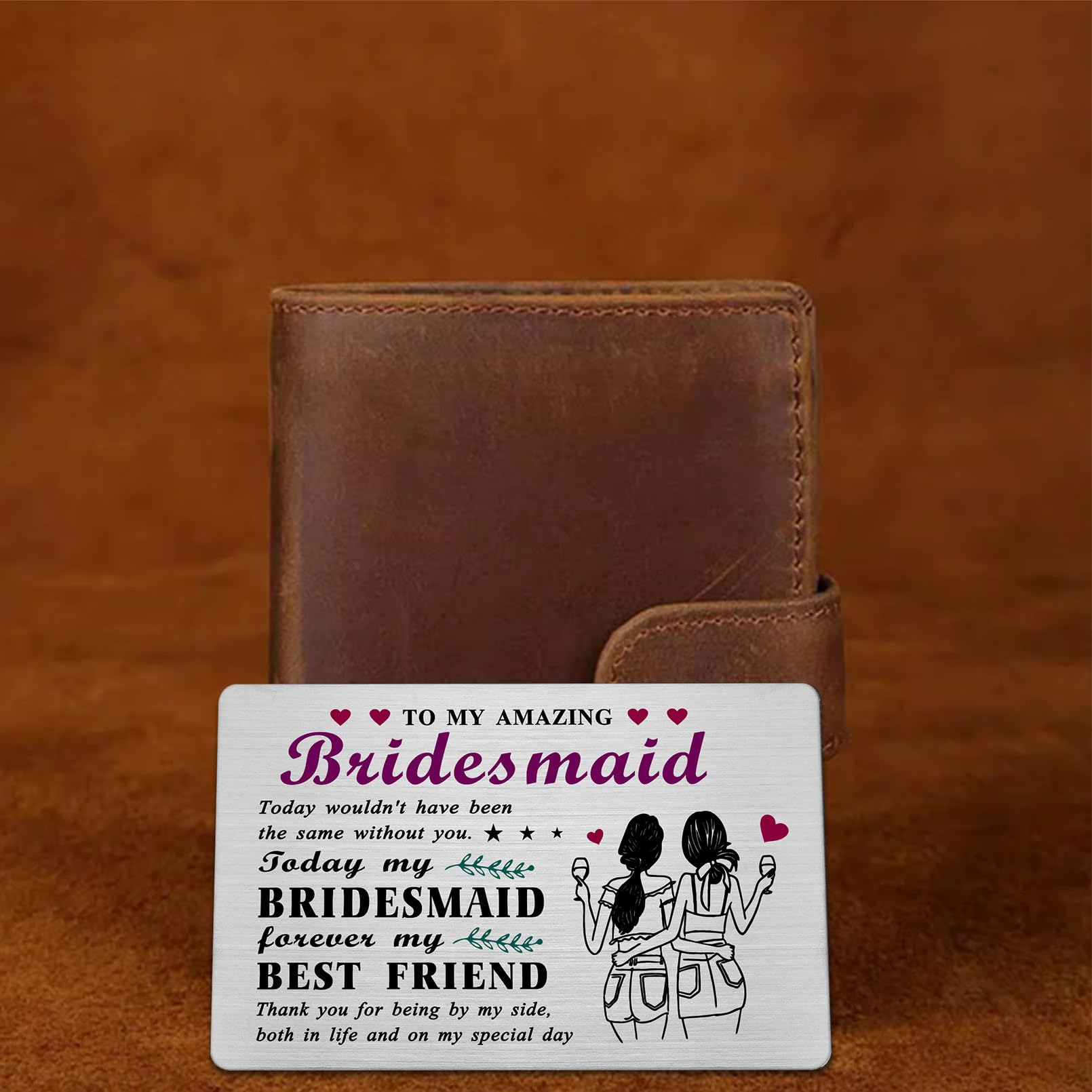 Richesele Bridesmaid Gift from Bride, Wedding Day Thank You Wallet Insert, Bridesmaid Proposal Card - Image 4