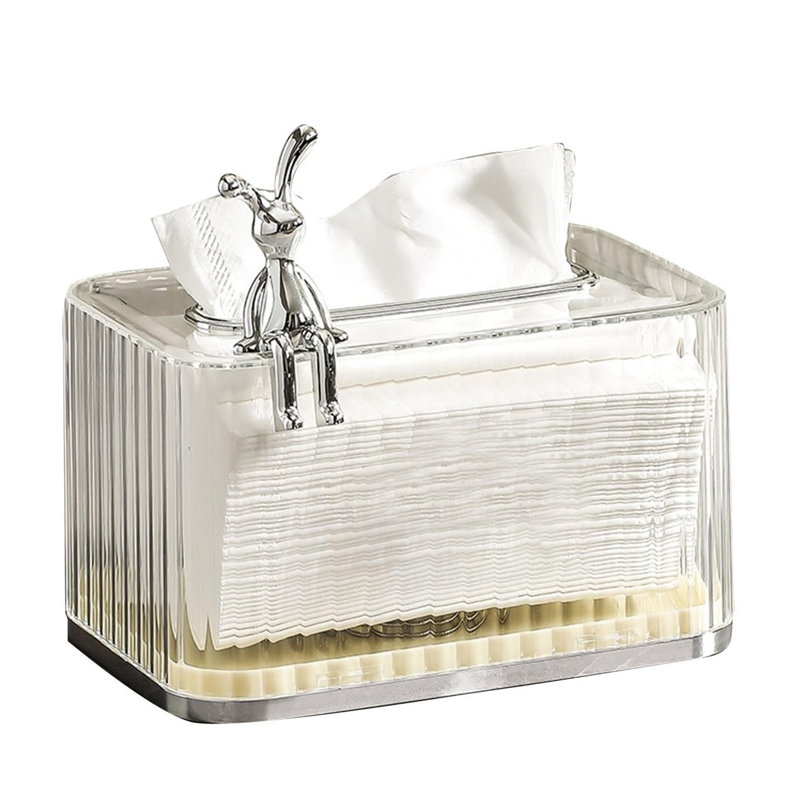 Tissue Dispenser Box Tissue Box Holder Clear Modern Rectangular Paper Facial Cover Napkin Dispenser Apartment Must Haves(Clear)