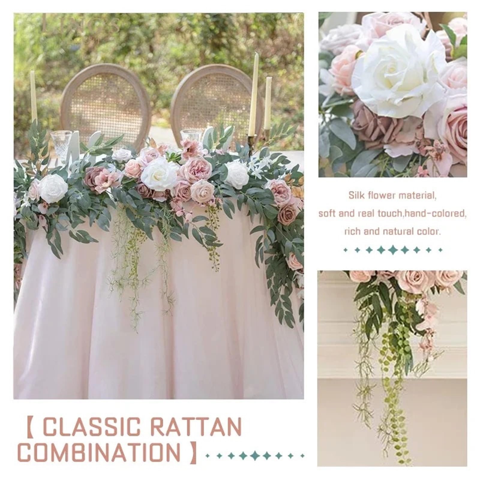 Künstliche Rosengirlande 1,8/2,7 M Künstliche Blumen Hochzeit Girlande Mit Rose Tisch Mittelstücke Boho Braut Dusche Dekoration Kranz