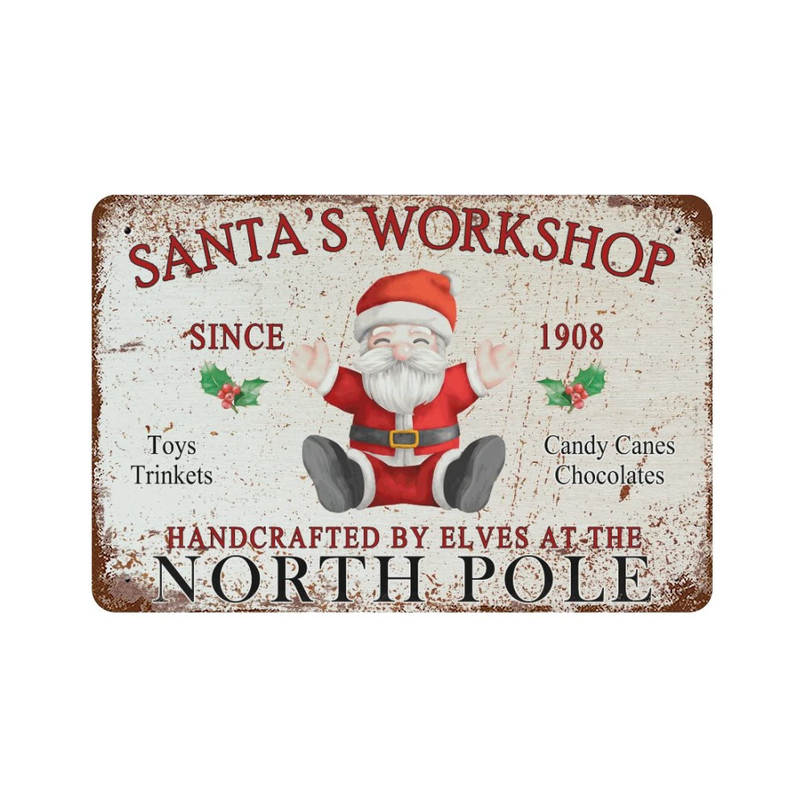 Panneau d'atelier de Noël Père Noël vintage avec finitions rétro de 30x45 cm