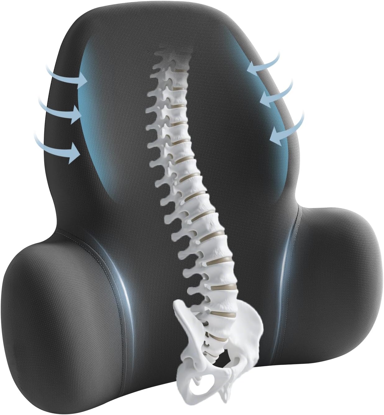 Lumbar Support Pillow with Fixed Chuck | Ergonomic Memory Foam Cushion | Washable Cover | Back Pain Relief & Posture Improvement | Fits Car/Office/Gaming Chairs/Wheelchairs & Home