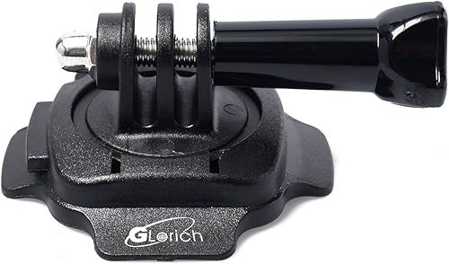 Glorich Soporte giratorio para casco con rotación de 360 grados con cerradura + adhesivo 3M + tornillo para GoPro Hero 4 3+ 3 2 1 en negro