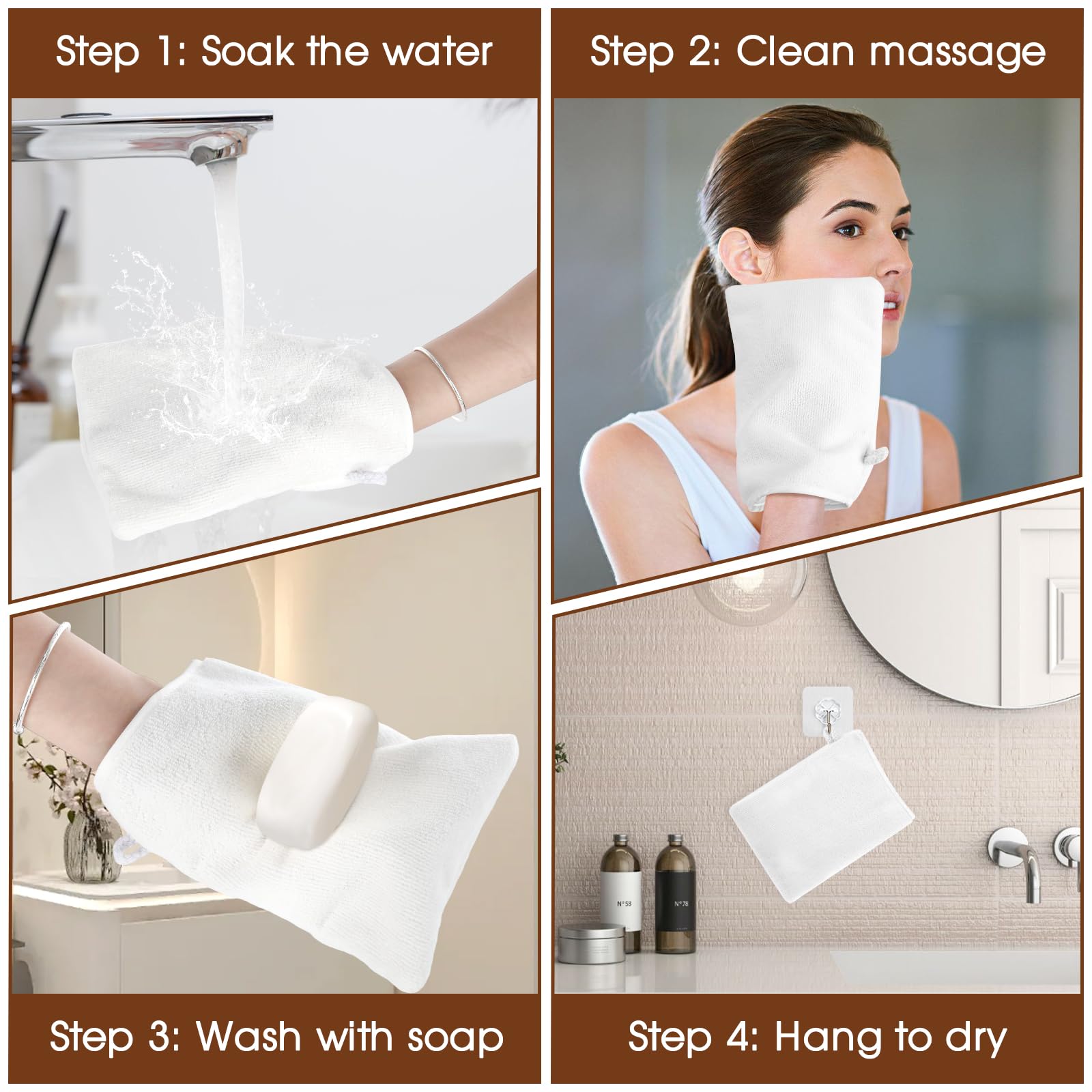 Gants de toilette en bambou | Debarbouillette en bambou Gants de toilette en bambou | Debarbouillette en bambou