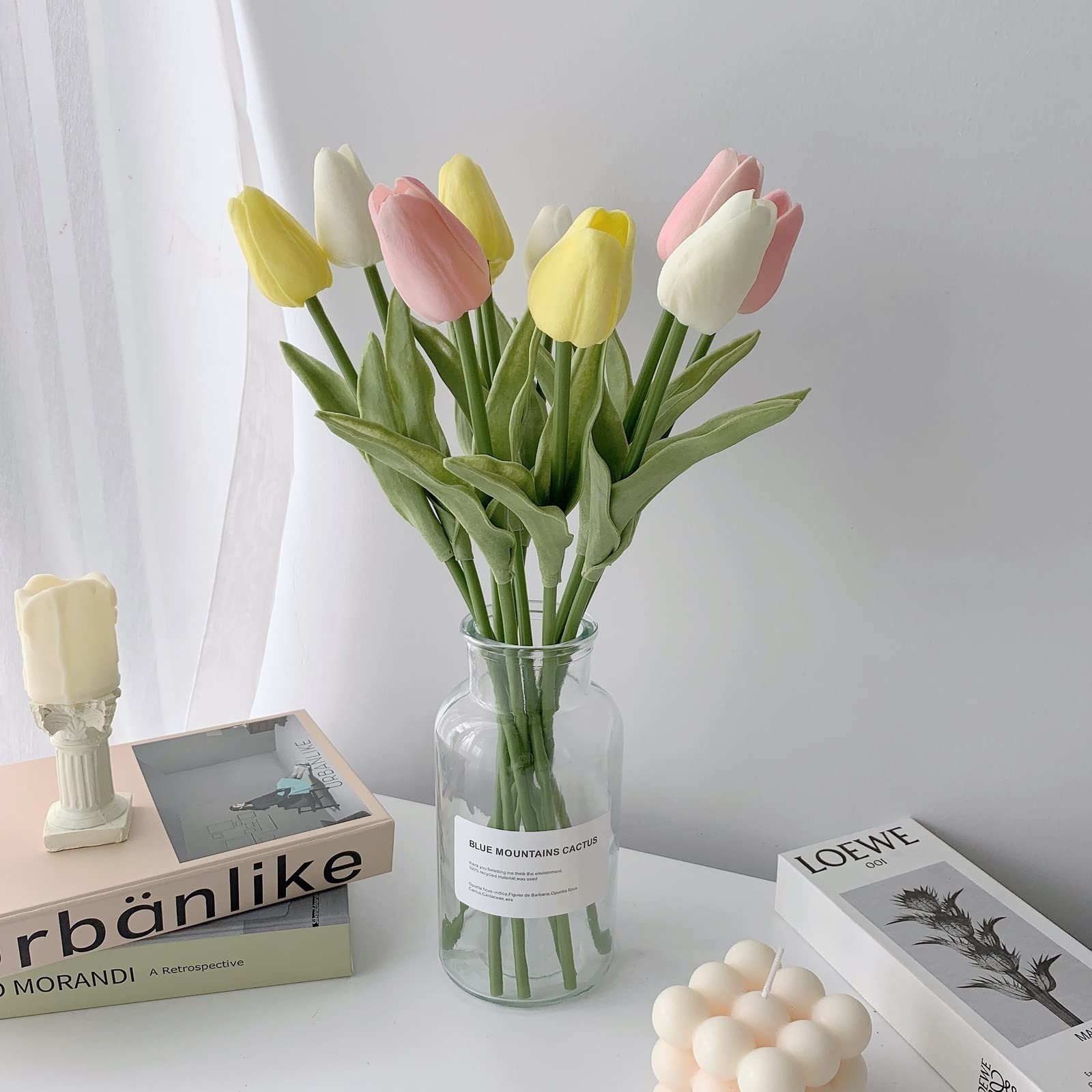 ADERFETBI Fake Plants Artificial Flowers Faux Tulips Real Touch Tulip For DIY Wedding Bouquets Centerpieces Artificial Flowers(A)
