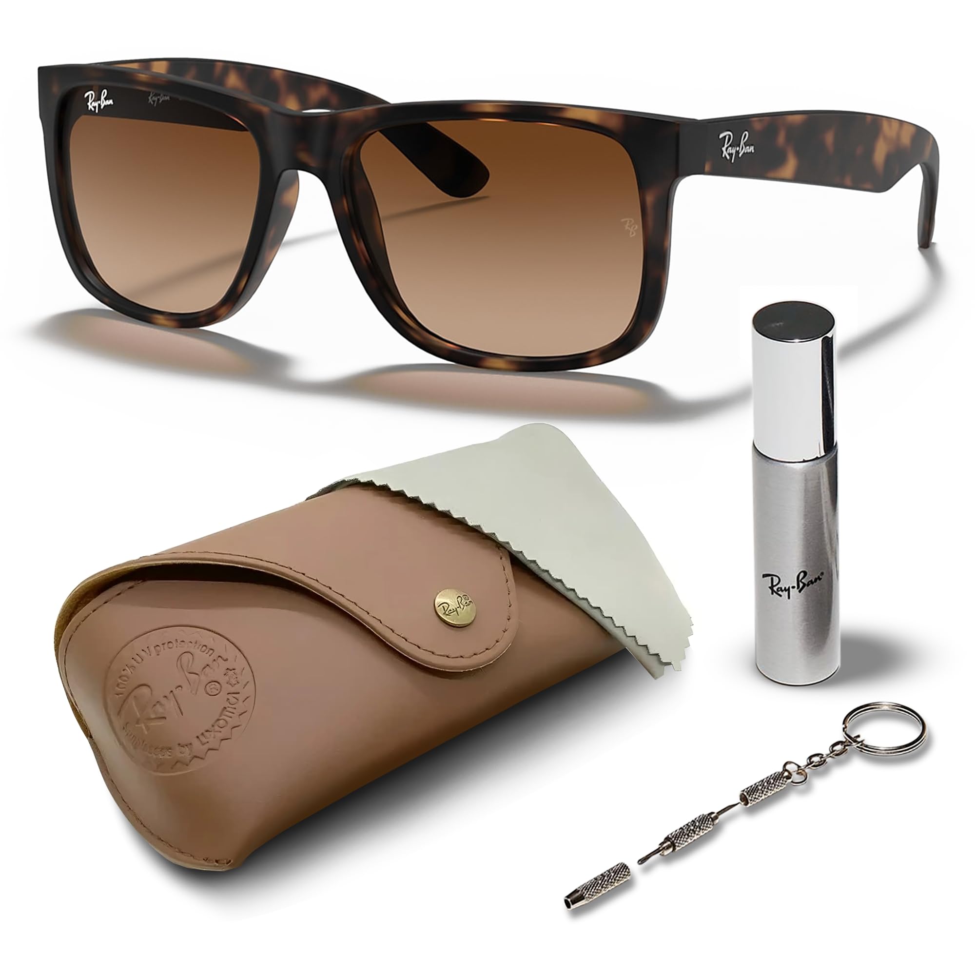 Ray-Ban RB4165 JUSTIN CLASSIC Square Shaped Sunglasses for Men & Women with Official RAYBAN Eyewear Kit